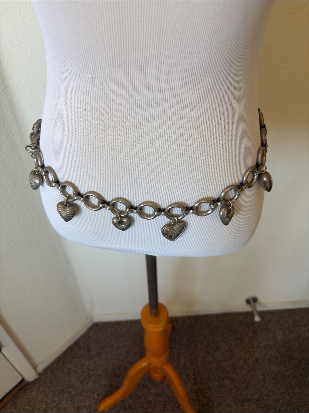 Silver Heart Charm Chain Belt - Women's Silver Accessory